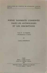 Poésie sanskrite dans les anthologies et les inscriptions Vol. 3