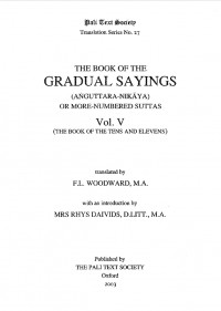 The Book of The Gradual Sayings Aṅguttara Nikāya Vol.V