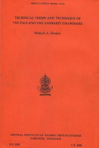 Technical terms and technique of the Pali and the Sanskrit grammars