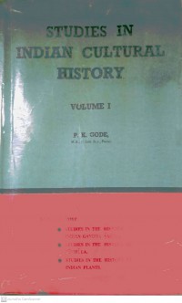 Studies in Indian cultural history. Vol. 1