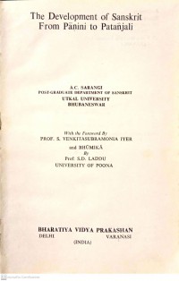 The development of Sanskrit from Pāṇini to Patañjali