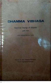 DHAMMA VIBHAGA Numerical Sayings of Dhamma part two